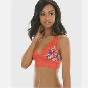 Soma Bralette Lace Plunge Bra Artistic Floral Orange Coral Wireless Wireless XS